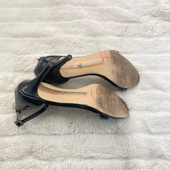 Sam Edelman Faux Patent Leather Ankle Strap Heels Black Size 8.5 - Picture 10 of 11